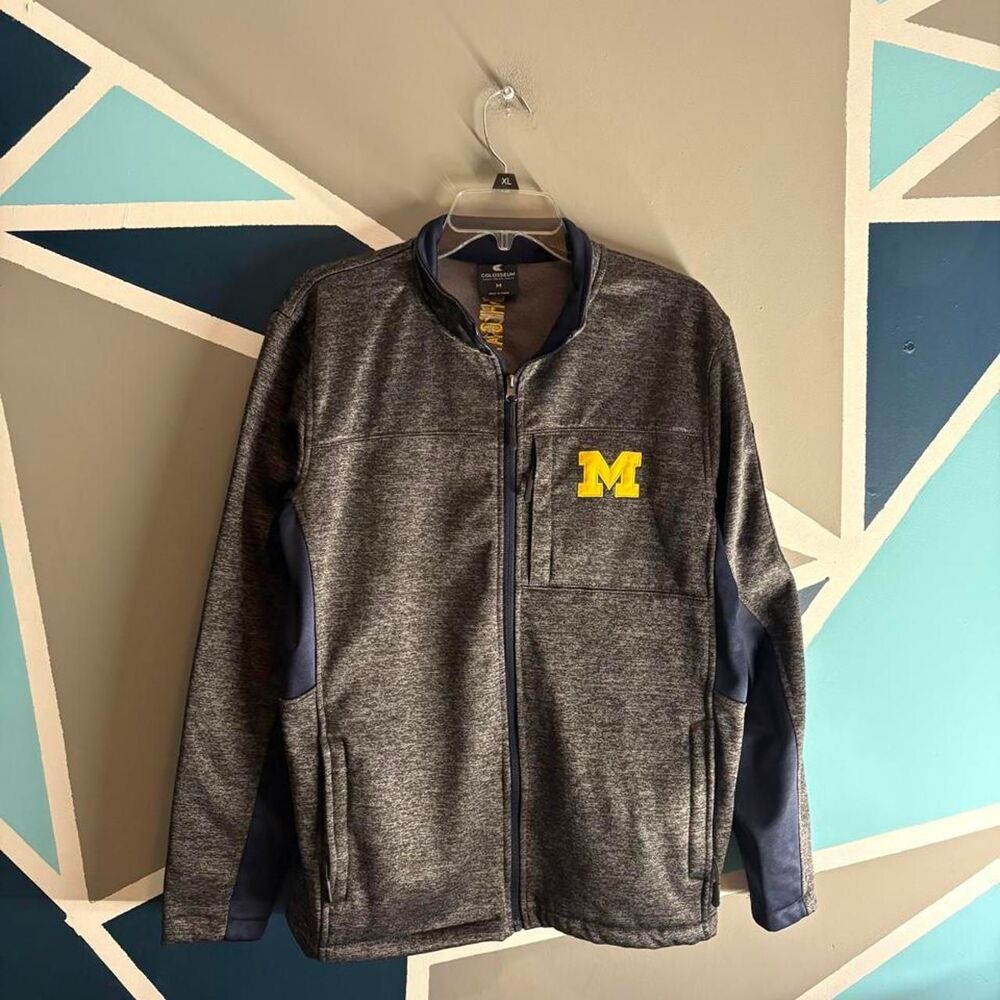 Michigan Colosseum Men's Grey and Navy Jacket